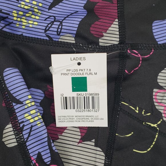 Capri Floral Moisture Wicking Pro Player Leggings Yoga Pants Ladies Sz M Pockets - Picture 4 of 6